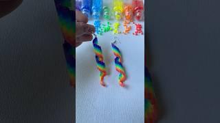 Perler Beads Spiral Rainbow Earrings  | Hama Beads #shorts #viral #perlerbeads