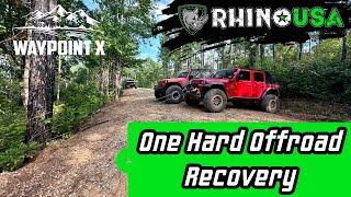 Hard Offroad Recovery - Jeep in a bad spot.