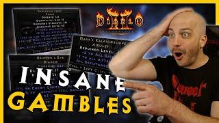 Many AMAZING and Rare Uniques Found While Gambling - Diablo 2 Resurrected