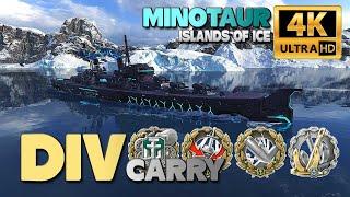Cruiser Minotaur DIV carry on map Islands of Ice - World of Warships