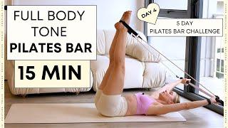 15 MIN PILATES BAR WORKOUT: full body toning for glutes, abs, posture, arms | Day 4