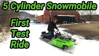 Five Cylinder Snowmobile Test Ride! Kawasaki Shark show sled with Custom 5 cylinder engine drives!