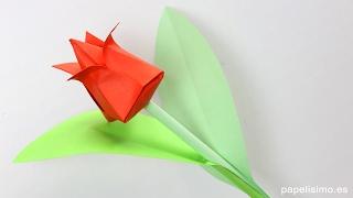 Tulipán de papel - Flores de origami - Papiroflexia + SORTEO