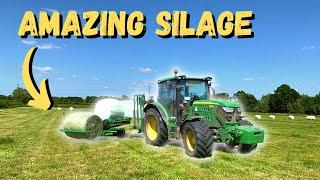 BALE WRAPPING HERBAL LEY AND RED CLOVER SILAGE | This silage is incredible quality!