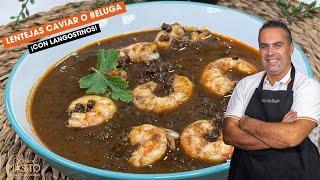 YOU'RE GOING TO LOVE THEM. Lentils with caviar and prawns - AMAZING!