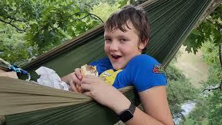 Sam's First Tree Camping Adventure! 2022 KLR 650 Motopacking