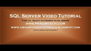Select statement in sql server - Part 10