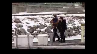 Ice Fishing at North Point Marina, Winthrop Harbor, Illinois