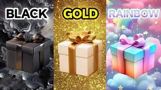 Choose your gift  || 3 gift box challenge || Black Gold Rainbow #pickonekickone #giftboxchallenge