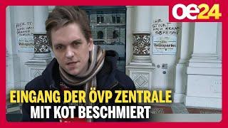 Eingang der ÖVP Zentrale mit Kot beschmiert