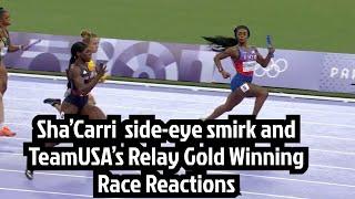 WATCH: Sha’Carri side-eye smirk and TeamUSA’s Relay Gold Winning  Race Reactions