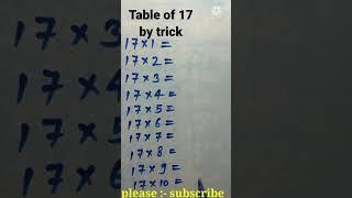 Table of 17 by trick, #short,#maths#shortmaths