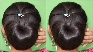 Cute! Beautiful Low Bun Hairstyles With Small Clutcher | Very Easy Juda Bun Hairstyle For Girls