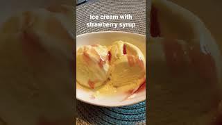 Enjoying vanilla ice cream with strawberry syrup  #SimplyLife