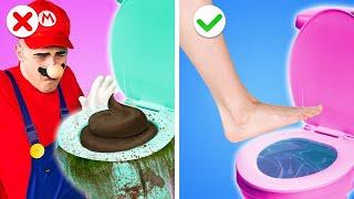 Mario, Do You Know Cool Toilet Hacks? | Cool Super Mario Parenting Hacks