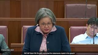 Seetoh Yih Pin gets corrected over false claims made over opposition MPs' speeches