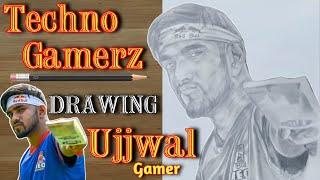 Drawing Techno Gamerz Step By Step || Techno Gamerz Ujjwal || Urdha Arts