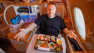 Wir essen in der Emirates BUSINESS CLASS nach Tokyo