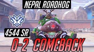 [Overwatch] HARBLEU Top 500 Roadhog Nepal 0-2 COMEBACK 4544 SR