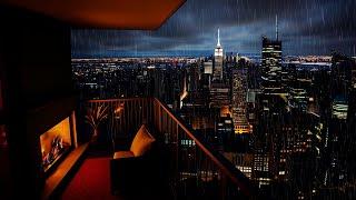 Rainy Night in NYC ️ | Relaxing City Ambience with Soothing Rain Sounds & study ambience