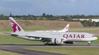 QATAR CARGO BOEING 777 FREIGHTER A7-BFT ARRIVING AT BIRMINGHAM AIRPORT 07/10/24