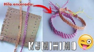 COMO HACER UNA PULSERA PLANA CON LA TÉCNICA KUMIHIMO / DIY DISCO DE CARTON cuadrado