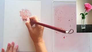 Как нарисовать розу акварелью
