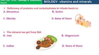 Biology MCQs For Competitive Exams | Vitamins and Minerals | Science GK | Science Quiz | Biology MCQ