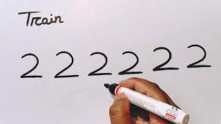 How To Draw A Train From Number 22 22 22 | How To Make Train Drawing Easy Step By Step |Easy Drawing