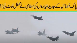 Pakistan Air Force jets roaring over parade ground Islamabad