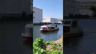 Cute Japanese small ship "Super Comet" Water Bus at Nakagawa Canal Nagoya City