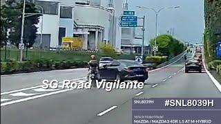 10apr2025  woodland checkpoint viaduct phv #SNL8039H mazda 3 cut across chervon  and got hit