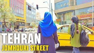 IRAN - Tehran People's daily life - Summer walk on Jomhouri street - Tehran walking tour 2022