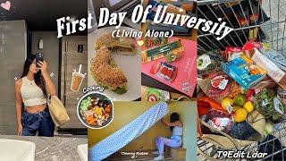 First Day of University| أول يوم في الجامعة كيف داز(Grwm, cooking,books shopping..)