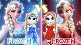 My talking angela 2 | Frozen | Blue Vs RED Elsa ️ | cosplay
