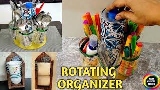 2 DIY Low Cost Organizer Ideas from waste plastic bottles | DIY Rotating Organizer |  craft 