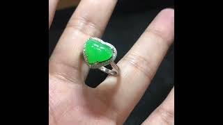 天然心形翡翠戒指挂件吊坠#jewelry#gemstone#珠宝#玉石