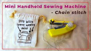 Mini handheld chain stitch sewing machine review and demo