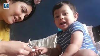 Yash Son Yatharv Cute Expression While Nail Cutting Adorable Video | Rocking Star Yash & Radhika