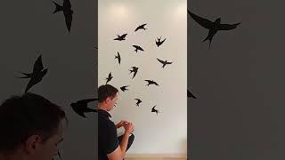 Transforming Wall with Black Bird Silhouettes: Fast Motion Install! #birdsstickers #birdsdecals