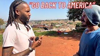 "Go Back To America", white South Afri"con" threatens African American