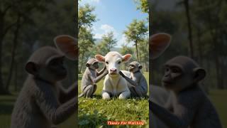 Brave Calf vs Evil Monkeys  | Emotional Animal Story #hamster #ai
