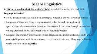 Language & Linguistics Lecture No.5 Part 2 Core Areas of Linguistics