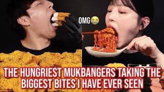 the HUNGRIEST mukbangers taking the BIGGEST bites i've ever seen