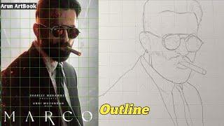 Marco Movie Unni Mukundan Drawing Easy / Face Outline Tutorial / Marco Drawing / Arun ArtBook