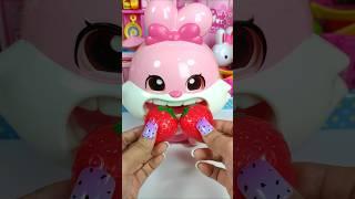 Satisfying with Unboxing & Review Cute Pink Rabbit Eating Strawberry Toy Video |ASMR Videos no music