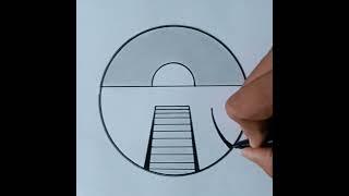 Beautiful Drawing Easy Circle Scenery Drawing #drawing #trending #shorts