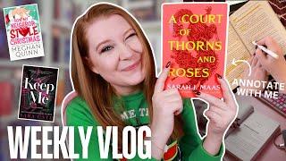 reading ACOTAR again, annotate with me & reading some holiday books ️ | WEEKLY VLOG