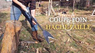 Essai du hache paille pour hacher une meule en morceaux transportables - Avec sous-titres