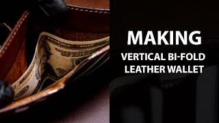 Making vertical leather bifold wallet. Leather craft